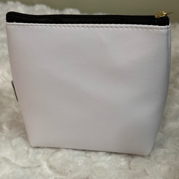 White Cosmetic Pouch with Black Text NEW - Picture 2 of 4